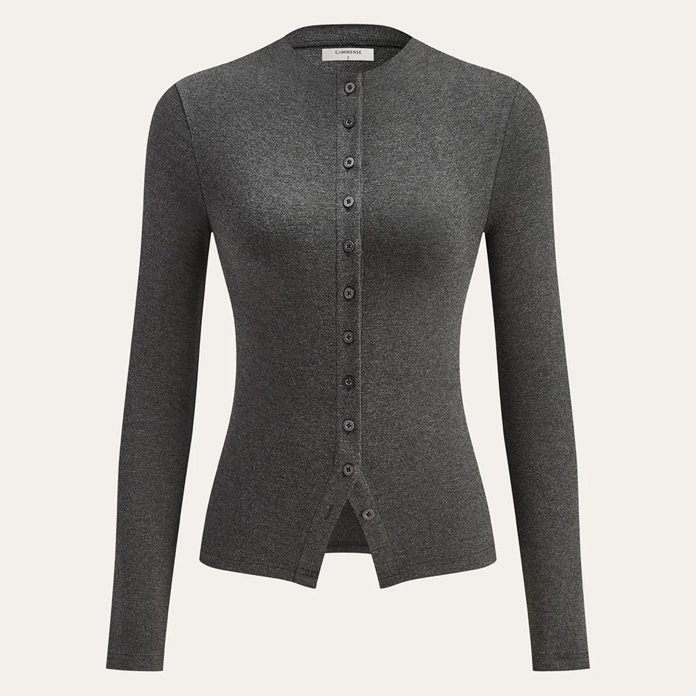 Commense Charcoal Button Down Top Size Small - image 5